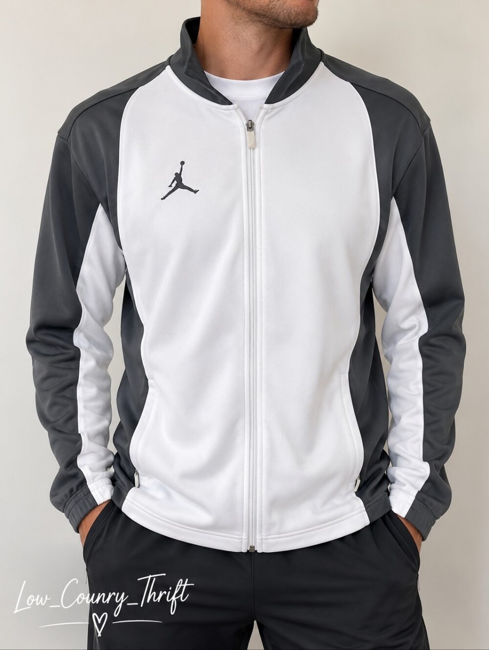 Nike Jordan Air Dri-FIT Track Jacket Men's M Gray White Full Zip Jumpman